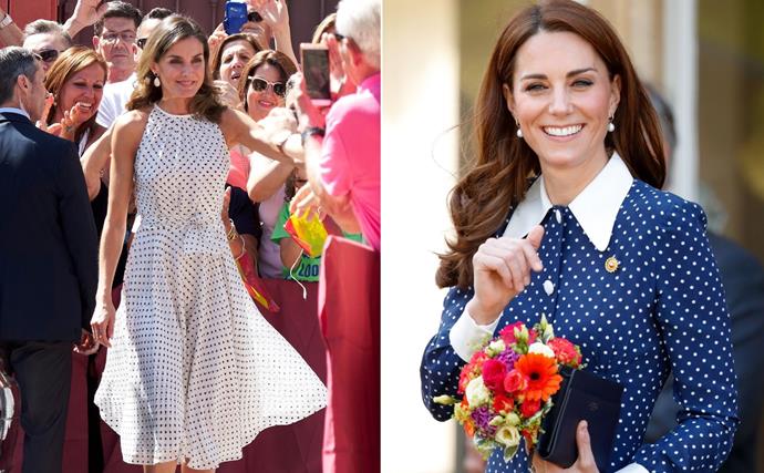From Kate Middleton’s refined midi skirt to Princess Diana’s fun '80s look, polka dots are the spring royal trend we’re going dotty over