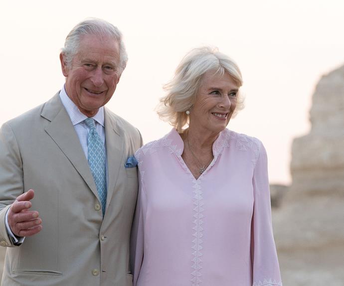 The tender moment caught between Prince Charles and Camilla, Duchess of Cornwall as they visit the pyramids in Egypt