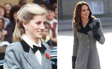 Like mother-in-law, like daughter-in-law: Duchess Catherine's Denmark coat dress is almost identical to one Princess Diana wore in 1984