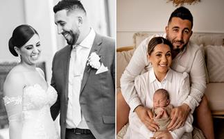 Baby boom! The Block's Sarah and George Bragias introduce their baby boy to Australia