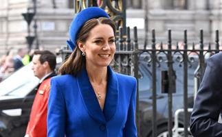 Catherine, Duchess of Cambridge, steps out in Ukraine’s royal blue to attend the Commonwealth Day service with Prince William