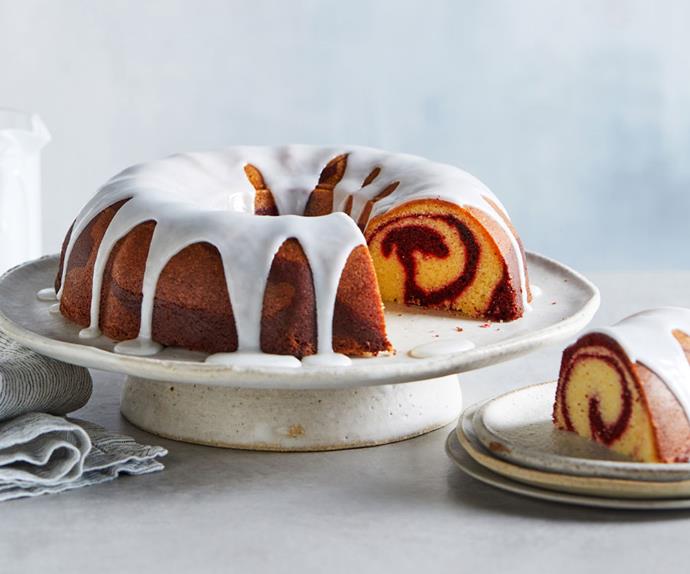 Dessert with a twist: Red velvet marble cake