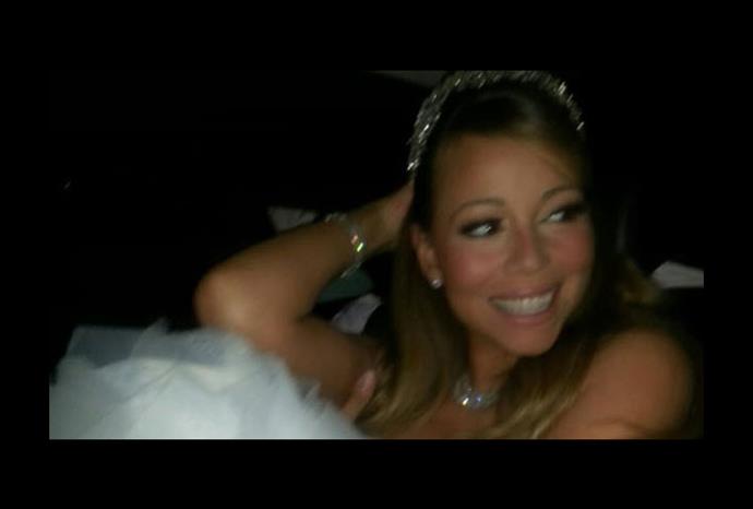 Mariah wore a princess style dress.