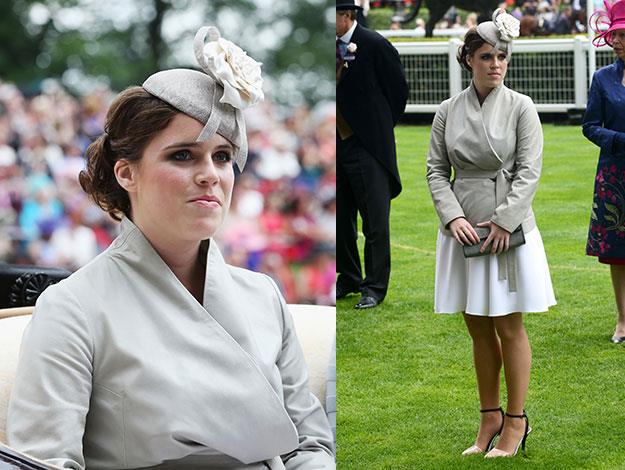 Princess Eugenie looked pretty in neutrals and a hat by Welsh milliner Robyn Coles.