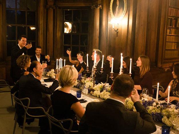 Diners at the special launch dinner in Scotland raise a glass to toast the launch of the new line.
