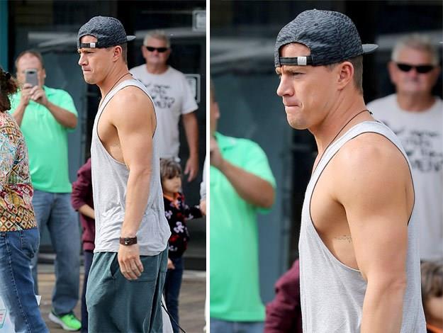Channing was previously snapped onset showing off those bulging biceps.