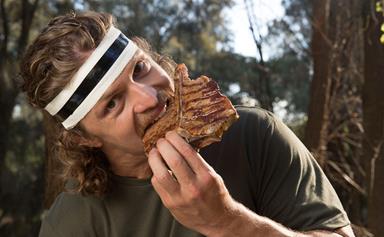 It's a steak out! Rugby Union star and all-round funnyman Nick "Honey Badger" Cummins tackles life in the bush
