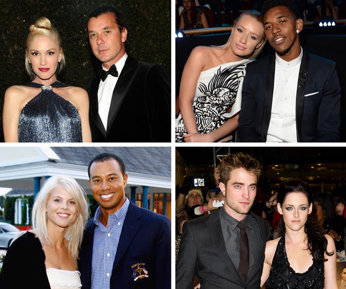 Gwen Stefani and Gavin Rossdale, Iggy Azalea and Nick Young, Elin Nordegren and Tiger Woods, Robert Pattinson and Kristen Stewart