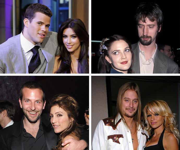 Kim Kardashian and Kris Humphries, Drew Barrymore and Tom Green, Bradley Cooper and Jennifer Esposito, Kid Rock and Pamela Anderson