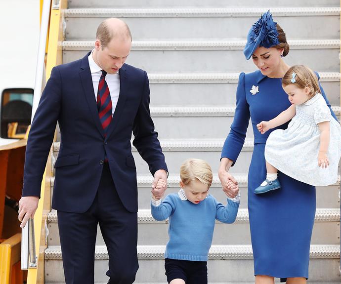 Catherine, William, Charlotte and George all wore coordinated navy outfits.