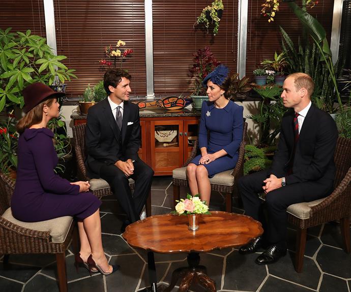 Sophie Gregoire, Canadian Prime Minister Justin Trudeau, Duchess Catherine and Prince William at Government House.