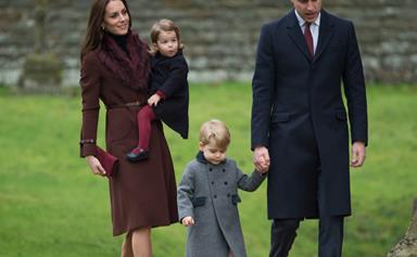 Prince William and Duchess Catherine take the children to church
