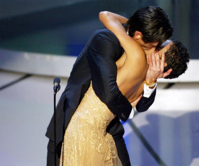 **The kiss** When dark horse, Adrien Brody's name was called out in the Best Actor category, no one was as stunned as he. Daniel Day Lewis was thought to be the front runner for *Gangs of New York*. Adrien strode onto the stage, he pulled presented Halle Berry in by the waist and gave her a kiss that has gone down in history.