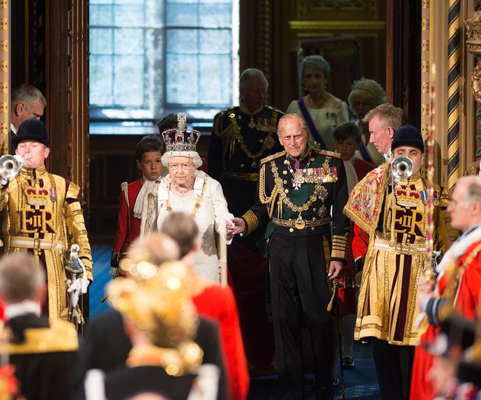 Wearing the crown jewels, and his military regalia, the pair looked very well matched.