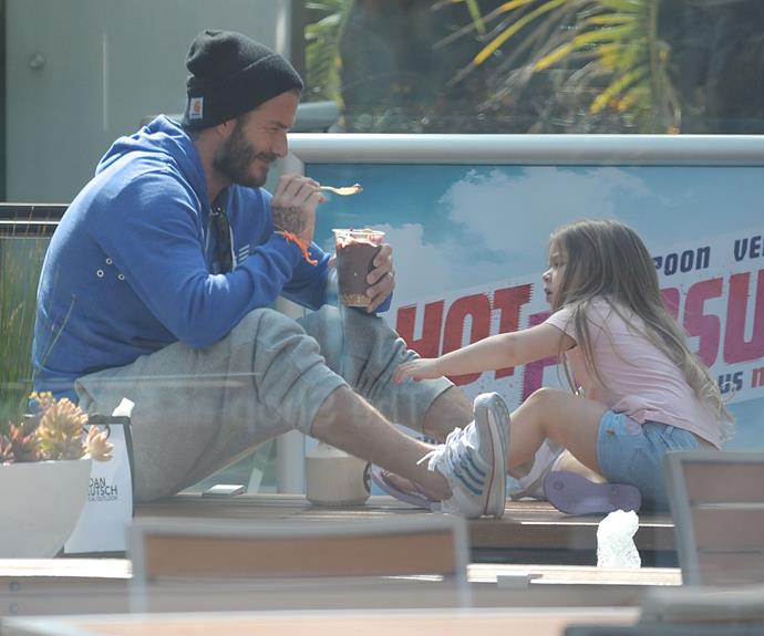David Beckham treats daughter Harper to an ice cream date in LA.