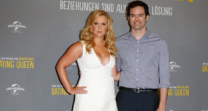 Amy Schumer with her Trainwreck co-star and co-writer, Bill Hader.