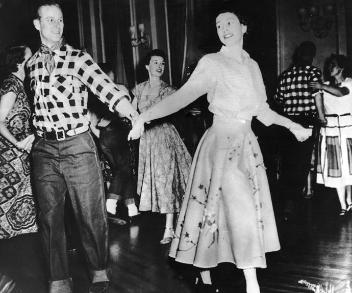 As a girl, Princess Elizabeth loved dancing, especially Scottish country dancing. Here, as a married woman, she relished the chance to take to the dance floor with her husband, now known as The Duke of Edinburgh, at a square dance in Ottawa, Canada, held in their honour by Governor-General Viscount Alexander, in October, 1951.
