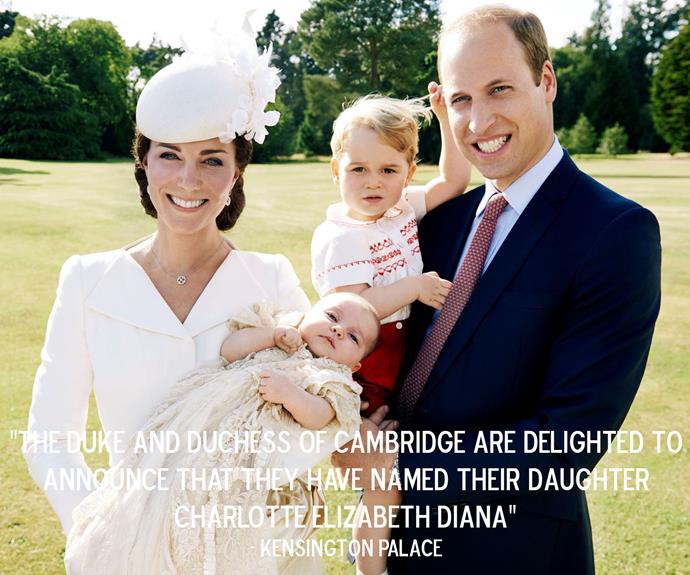 The official announcement from Kensington Palace on the name of Britain's newest Princess.