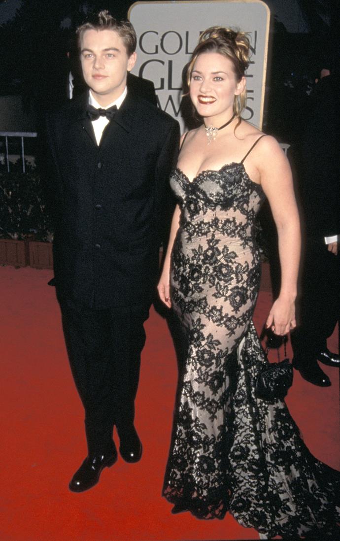 Babies: Leo and Kate at the 55th Annual Golden Globe Awards in 1998 - their first award show red carpet together just after Titanic.