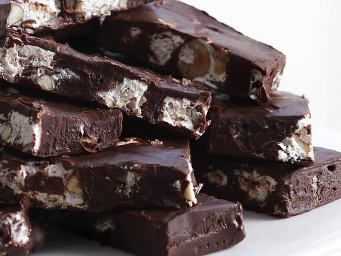 **Dark chocolate and nougat fudge bars**
If you're in the mood for a small, but mighty after dinner snack, try these fudge bars. All you need is just four ingredients. Too easy! [Click here for the full recipe](http://www.foodtolove.com.au/recipes/dark-chocolate-and-nougat-fudge-bars-25557/|target="_blank")