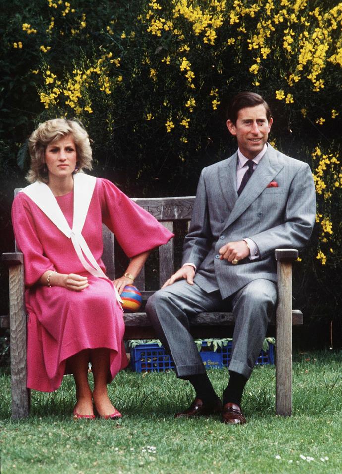 Prince Charles, Prince of Wales and Princess Diana, Princess of Wales, at Kensington Palace gardens in June 1984.