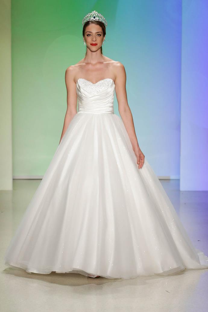 This full skirt and cinched waist looks like a classic Cinderella style.