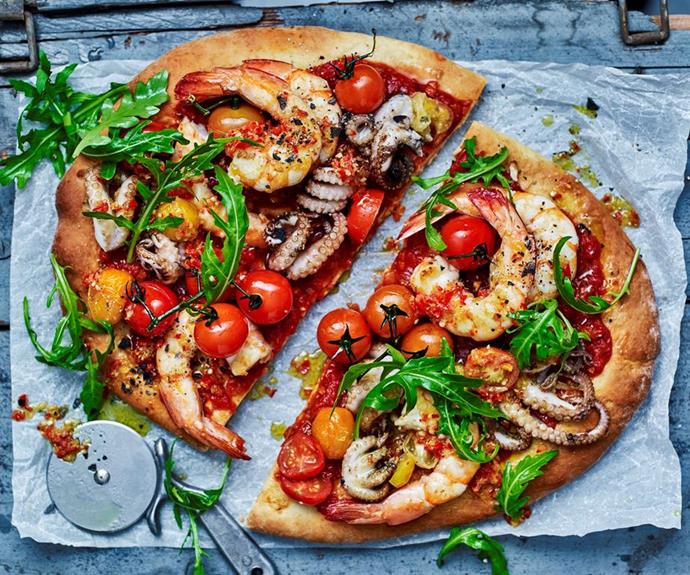 **[Chilli seafood pizza](https://www.womensweeklyfood.com.au/recipes/chilli-seafood-pizza-9616|target="_blank")**

Treat yourself.