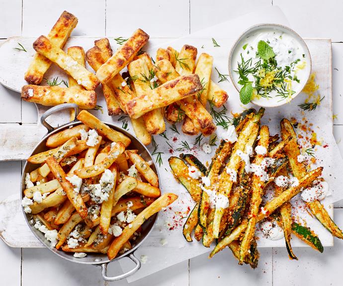 Understandably, the first recipe we'd expect to be able to make in the airfryer is the epitome of fried food - the humble [potato chip](https://www.womensweeklyfood.com.au/recipes/perfect-hot-chips-27064|target="_blank").
Try our [six ways with air fryer chips and wedges](https://www.womensweeklyfood.com.au/recipes/air-fryer-fries-1-32462|target="_blank"). 