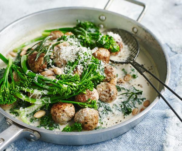 Save the washing up by creating a nutritious meal in one pan with these [pork and almond meatballs](https://www.womensweeklyfood.com.au/recipes/pork-and-almond-meatballs-31486|target="_blank") flavoured with tarragon and a creamy mustard sauce.