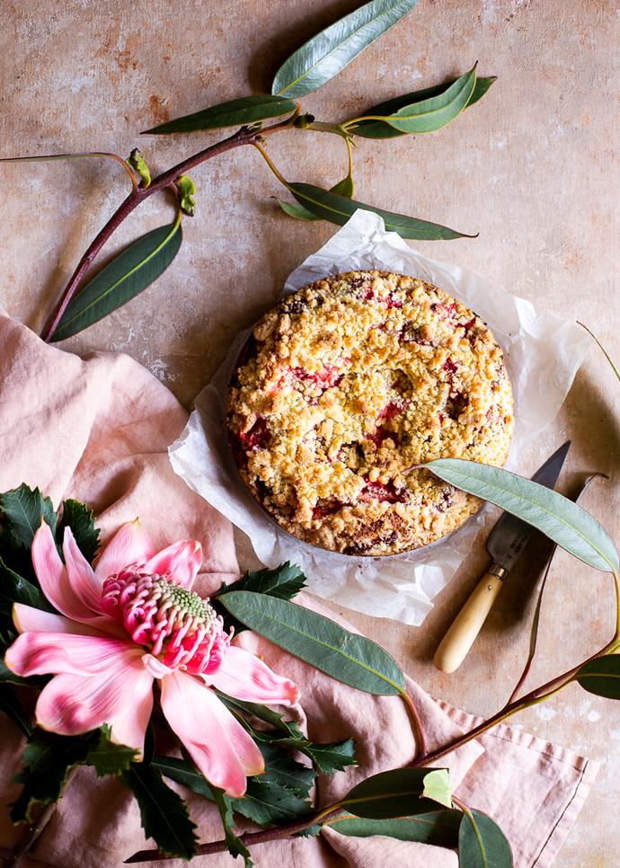 "This is my Australian take on a German classic bake. Again, working with a limited colour palette helps create a strong story and the Australian native flowers and foliage give the photo a sense of place." Camera settings: 1/60 - F3.2 - ISO160.