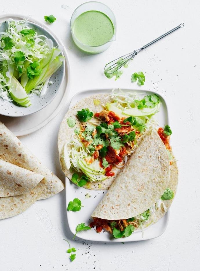 **[Pulled chicken tortillas](https://isowhey.com.au/blogs/recipes/pulled-chicken-tortillas|target="_blank"|rel="nofollow")**   

Lean meat like chicken breast is one of the most popular ways to get your protein fix. These pulled chicken tortillas have added high-protein natural yoghurt to ramp up your daily intake, and a crunchy side salad for taste and texture. These fun and versatile wraps are a staple midweek dinner for the whole family.