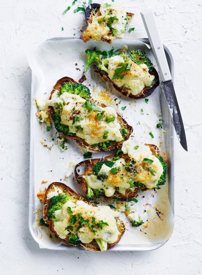 **[Cheesy cauliflower toast](https://isowhey.com.au/blogs/recipes/cheesey-cauliflower-toasts|target="_blank"|rel="nofollow")** 

Cauliflower is a versatile vegie that tastes fantastic as a cheesy spread on sourdough bread. Blend cauliflower florets with parmesan cheese, milk, garlic and mustard to create the creamy sauce, then spoon across the toast for a moreish meal at any time of the day.