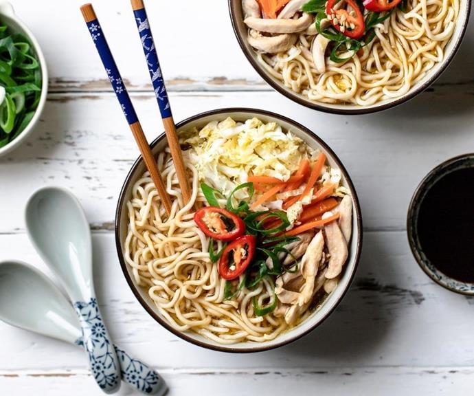 **[Chicken noodle soup](https://www.changs.com/recipes/Easy-Chicken-Noodle-Soup/|target="_blank"|rel="nofollow")** 
This crowd-pleasing dish combines the two best comfort foods: noodles and soup. Boasting Chinese cabbage and soy sauce among other wholesome ingredients, this Asian-inspired bowl is the perfect panacea to a long day.