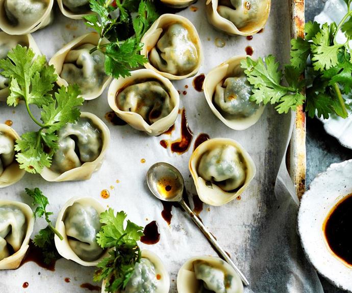[Green dumplings with soy chilli dipping sauce](https://www.womensweeklyfood.com.au/recipes/green-dumplings-with-soy-chilli-dipping-sauce-29480|target="_blank"|rel="nofollow")