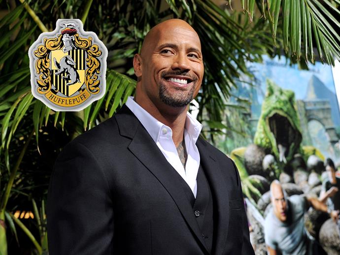 Yep, that's right **Dwayne "The Rock" Johnson** is a Hufflepuff. He confirmed the news on Twitter, writing, "Huffpuffs in the house"
