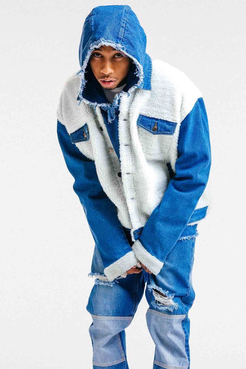 **Tyga**

Tyga hasn’t done a full collection on his own, but has collaborated with boohooMAN on an autumn/winter capsule collection with 30 pieces. Would you like your BF to rock a shearling denim jacket à la Tyga?