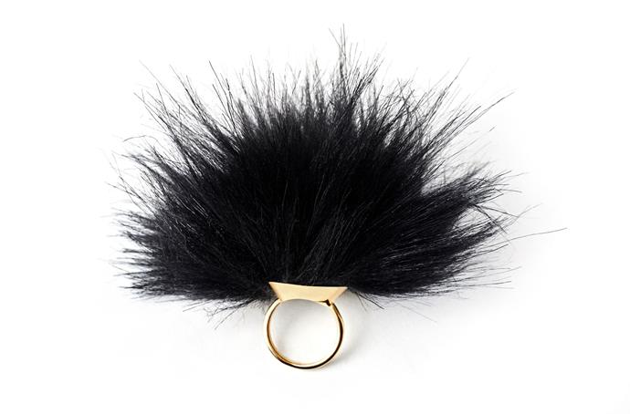 Looking for some feathery detail for your outfit? Try on this luxurious faux feather ring ready for tickling your partner at any given moment. **Golden Tickler Ring, $49 from [Unbound](https://unboundbox.com/products/cleo-tickler-ring)**.