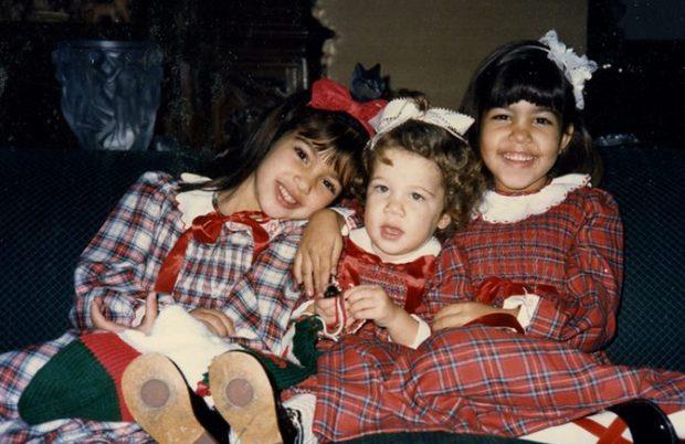 The first semi-official Kardashian Christmas card featured Kourtney, Kim and Khloé wearing fetching tartan smock dresses and big old bows in their hair.