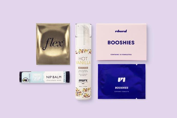 As a little kinky alternative to a bog-standard period subscription box, why not try one that will assist you in your sexual ventures during that time of the month. This period box includes all the goodies you should need to have period sex.
<br>
<br>
Period Box, $62 from [Unbound](https://unboundbabes.com/products/period-box).
