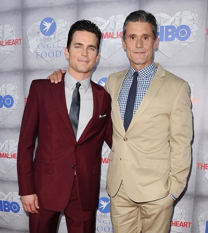 <strong>Matt Bomer</strong>
<br><br>
Matt and his husband, publicist Simon Halls, have been married since 2011 and have three sons together, including a set of twins, who were born via surrogacy.