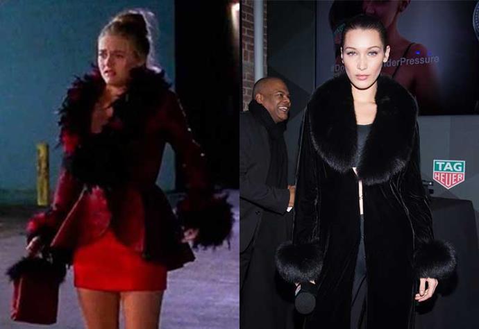 Wearing *very* similar coat to the one Cher wore to Val's big house party.