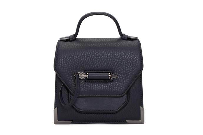 Bag, $470, Mackage at [Ssense](https://www.ssense.com/en-au/women/product/mackage/navy-rubie-satchel/2216787)
<br><Br>
**Compartments:** Two, plus a patch pocket and two card slots.
