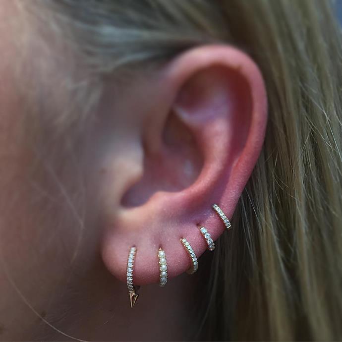 Having the jewellery fit the ear just right makes five holes look so appealing.
<br><br>
Image: [@piercingbyruby](https://www.instagram.com/p/BJ0it-0AJIG/?taken-by=piercingbyruby)