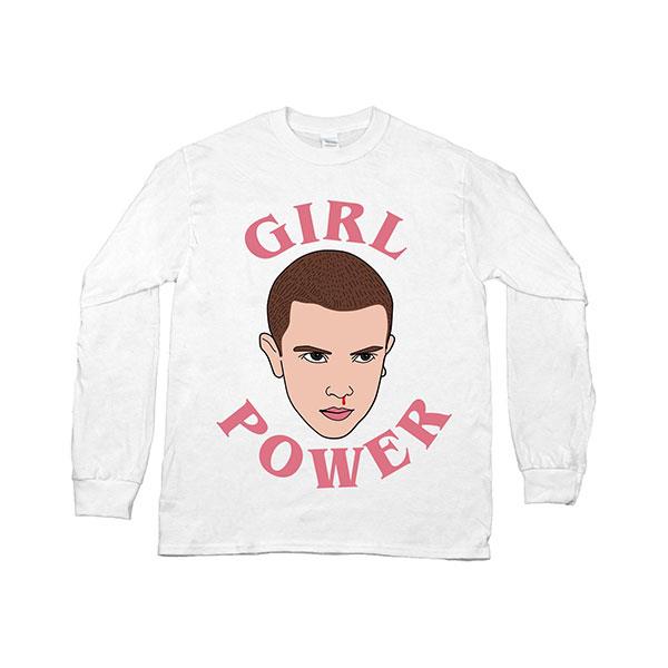 'Girl Power' shirt, $49 at [Feminist Apparel](https://www.feministapparel.com/collections/new/products/girl-power-eleven-unisex-long-sleeve|target="_blank"|rel="nofollow")<br><br>

Profits are used to support feminist artists and activists.