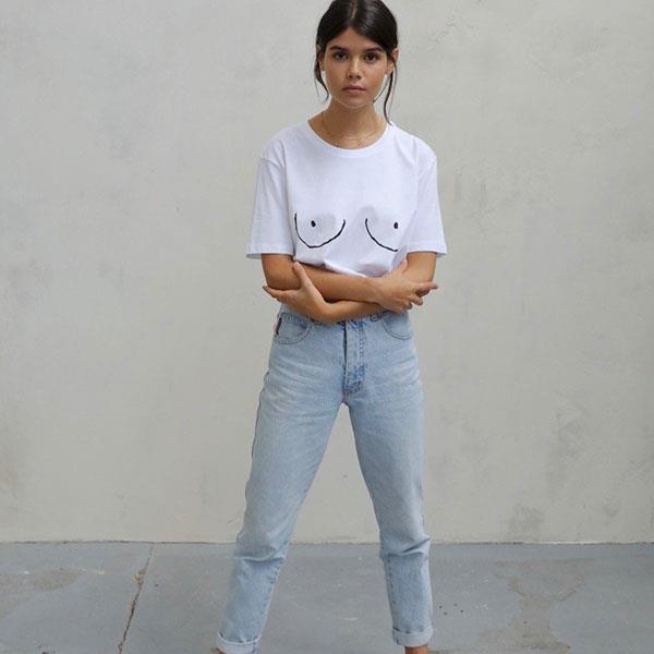 'Boob T' T-shirt, approx. $51 at [Never Fully Dressed](https://www.neverfullydressed.co.uk/collections/ts-and-things/products/boob-t|target="_blank"|rel="nofollow")<br><br>

£5 (approx. $12) from each T-shirt sold is donated to [Mind](https://www.mind.org.uk/|target="_blank"|rel="nofollow").