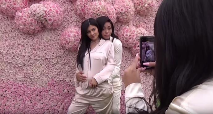 Kylie Jenner and Jordyn Woods pose up a storm at Miss Jenner's baby shower.