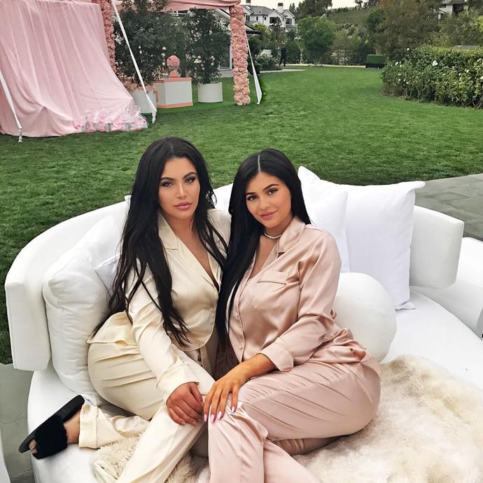 Makeup artist, Hrush Achemyan, sits with pregnant Kylie Jenner at her opulent baby shower.