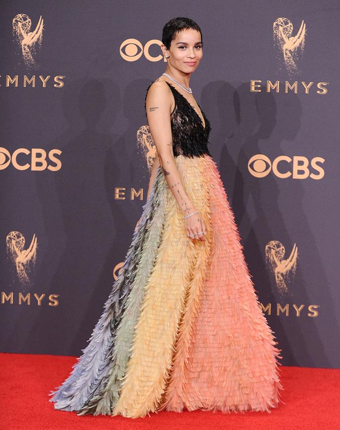 Wearing Christian Dior Couture at the Emmy Awards, September 2017