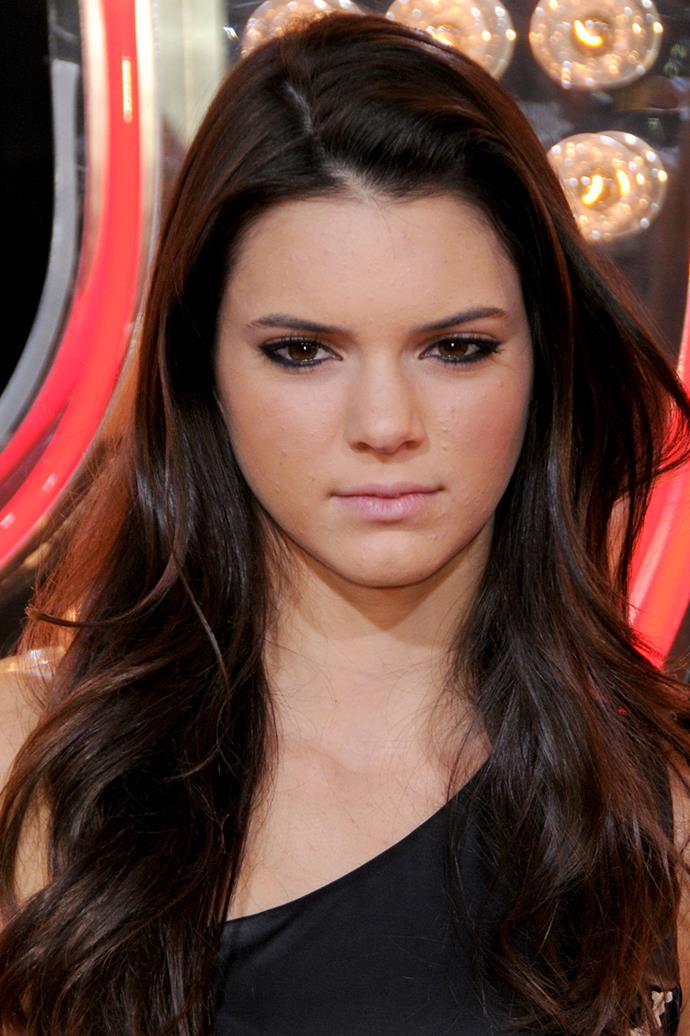 Kendall Jenner sporting heavy eyeliner and a nude lip at the Los Angeles Premiere of 'Burlesque' in 2010/