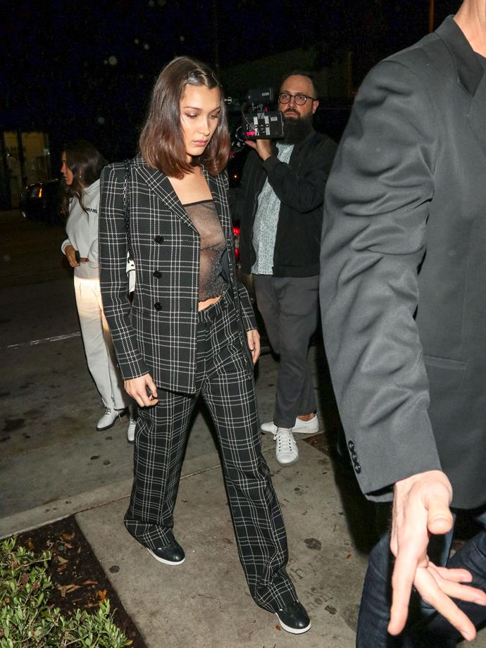 Bella Hadid went full Cher Horowitz with this co-ord, even employing a little #freethenipple action, on March 16, 2018.